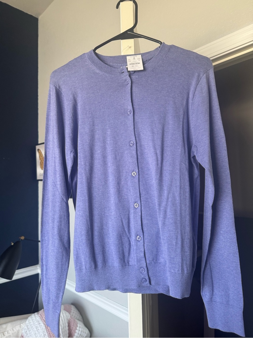 J. Crew Lavender Crewneck Button Cardigan